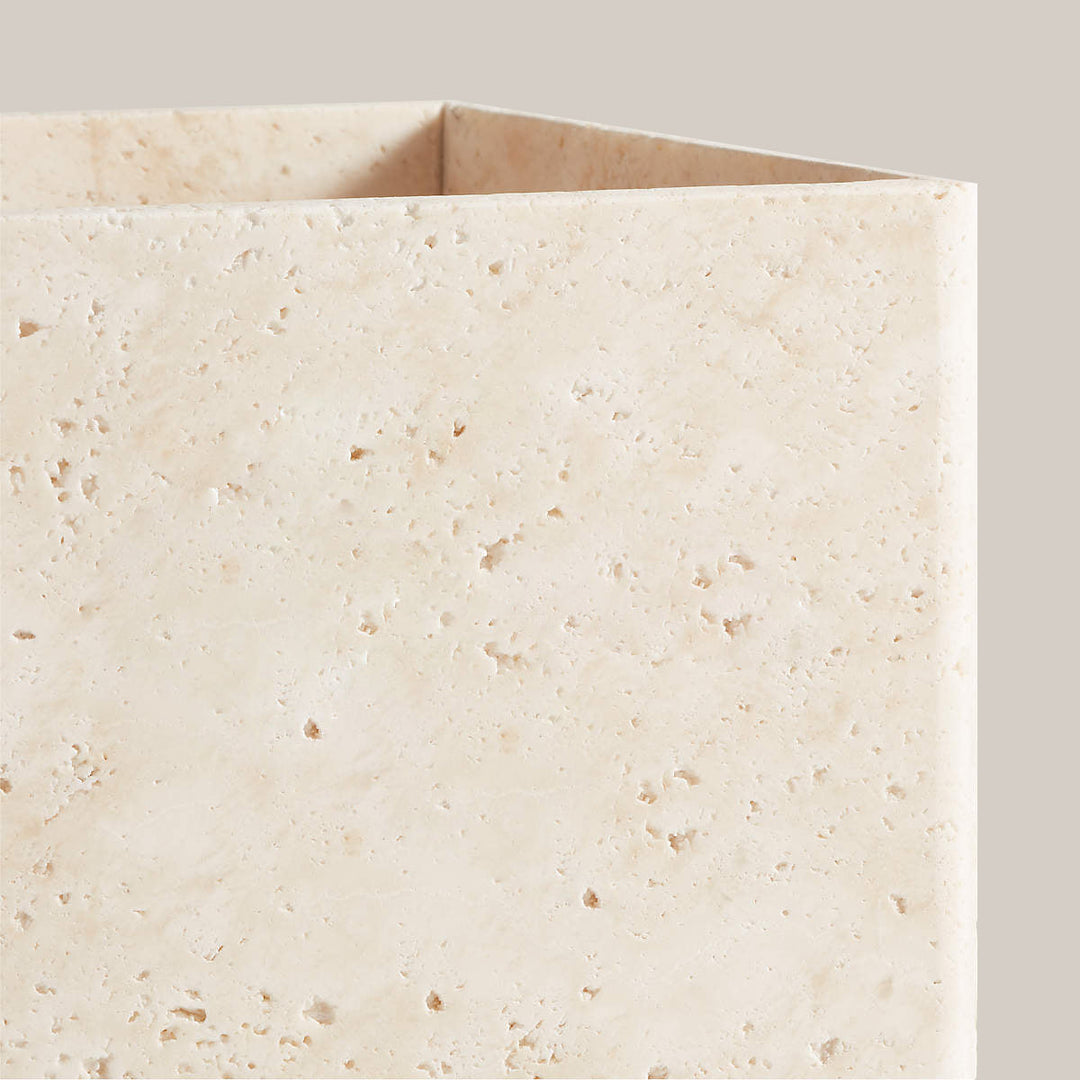 Nature's Touch Travertine Bath Accessories with Organic Edge and Unique Variations for Rustic Bathroom Decor