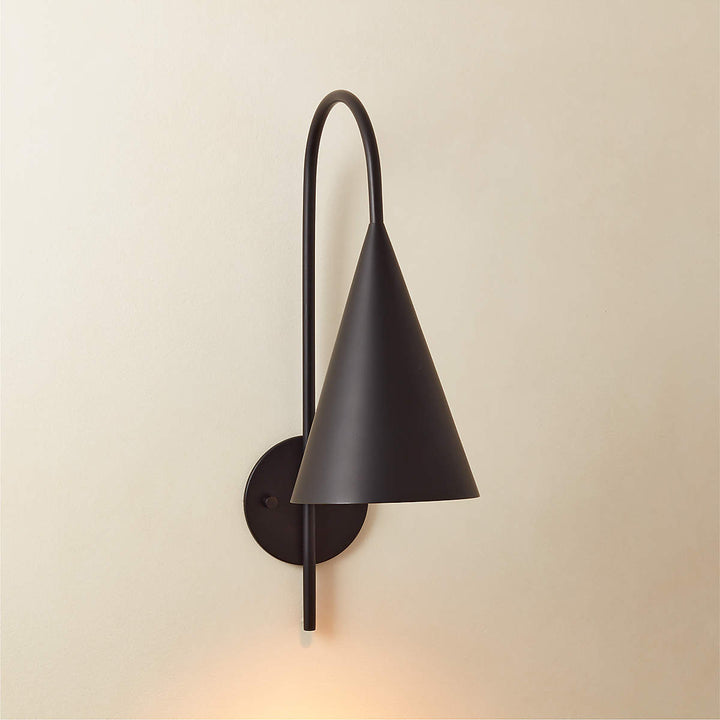 Glowing Conical Sconce - Modern Style with Solid Brass and Conical Shade, Featuring a Sleek Arched Pole - Perfect for Exterior Wall Lights and Outdoor Wall Lights, Ideal for Candle Wall Sconces