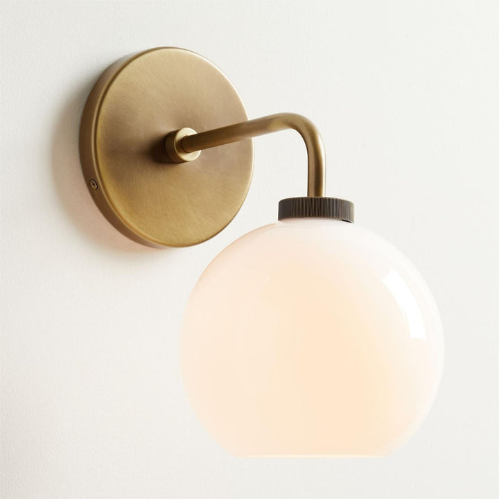 Blown Glass Steel Frame Single Sconce Collection- Stylish Wall Light Fixture, Bathroom Sconce