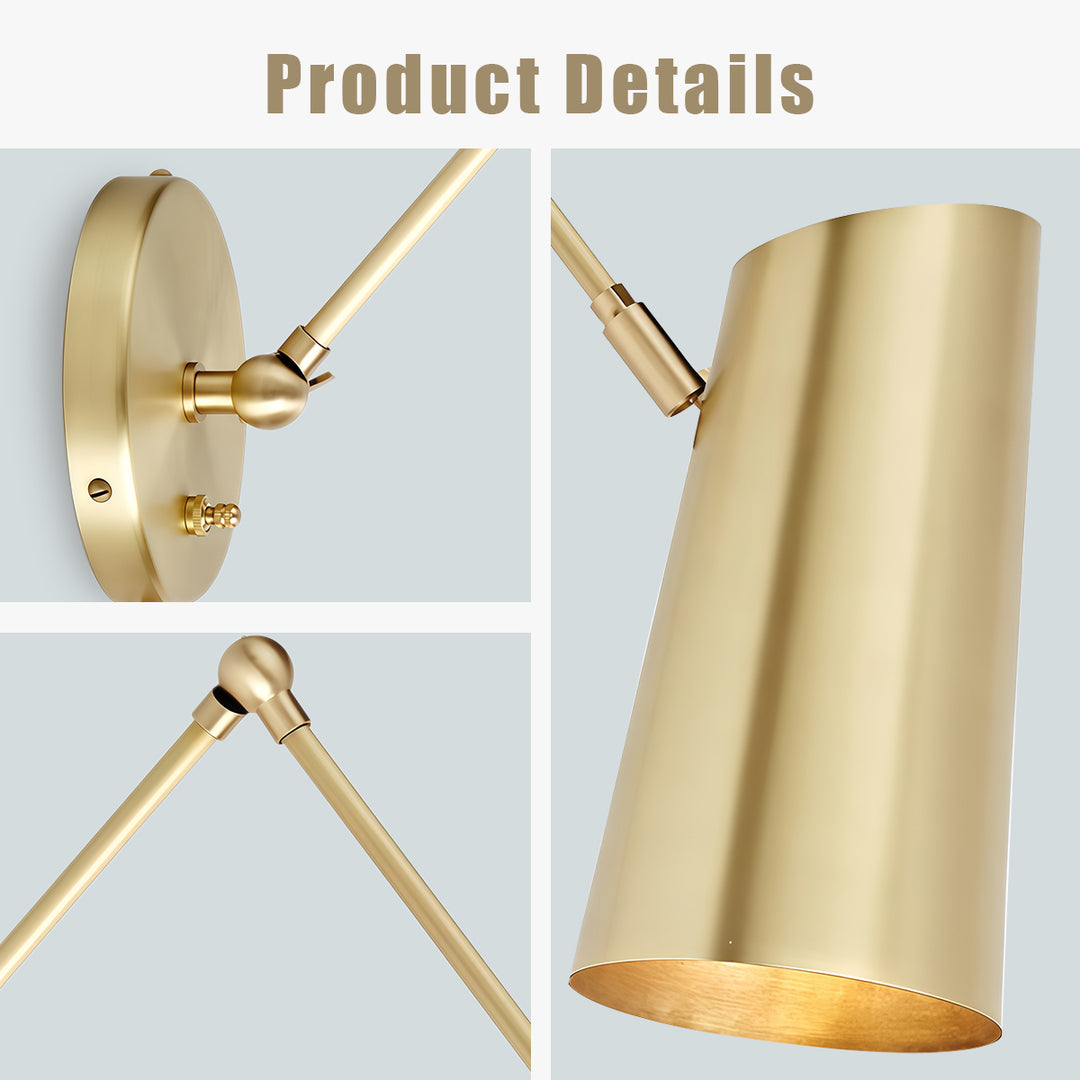 Elegant Articulating Mid-Century Modern Metal Sconce - Stylish and Functional Wall Lights for Living Room