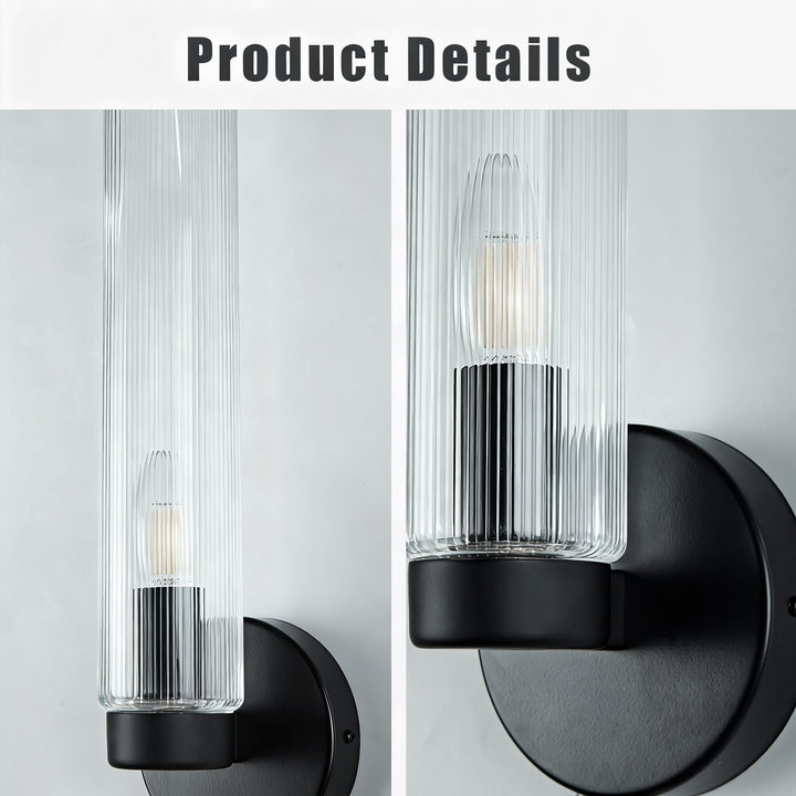 Radiant Fluted Glow Sconce - Elegant Bathroom Wall Lights with Fluted Glass Shade, Suitable for Your Makeup Lighting Mirror in the Bathroom