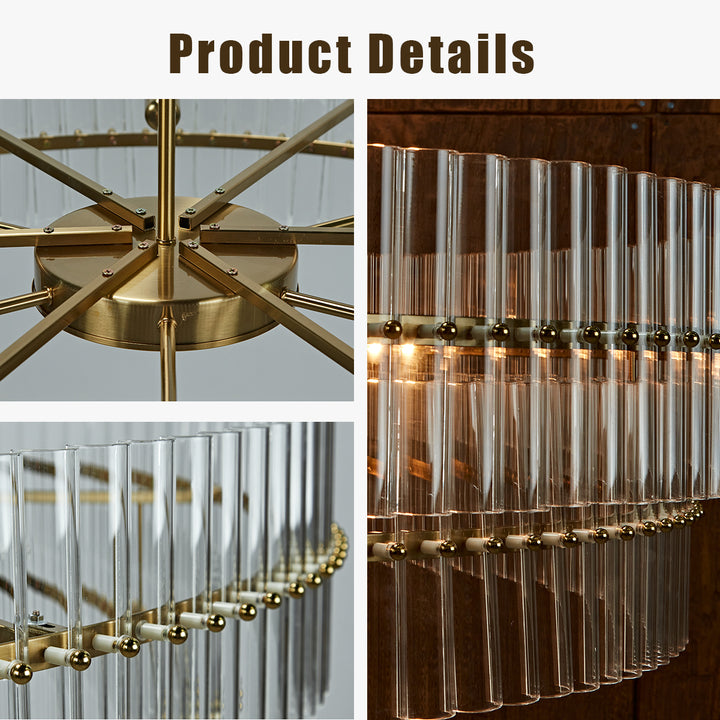 Mallory Crystal elegant retro brass round chandelier pure crystal created for living room, kitchen