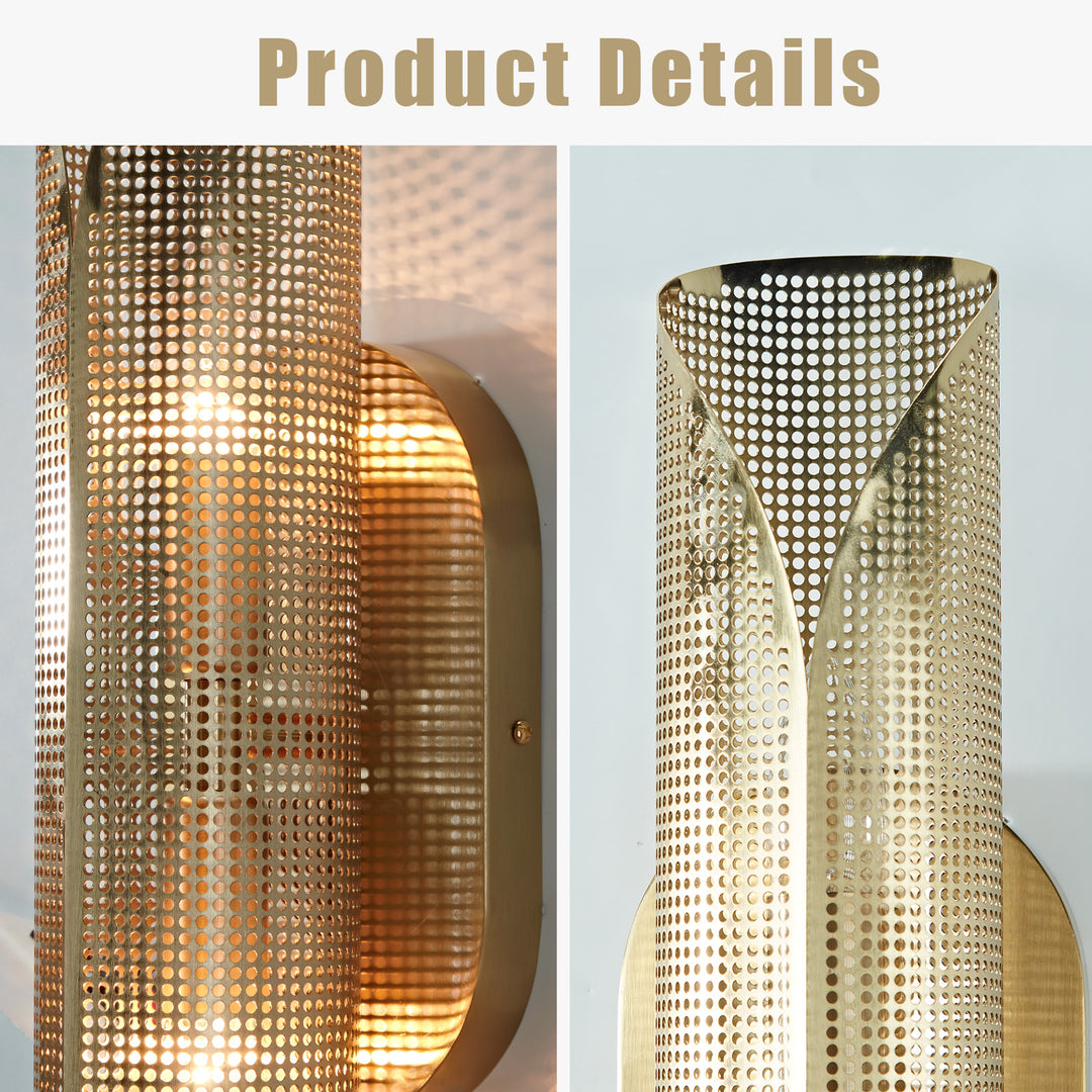 Curl Perforated Sconce 2-Light - Modern Light Fixture for kitchen, Bedroom Wall Sconces