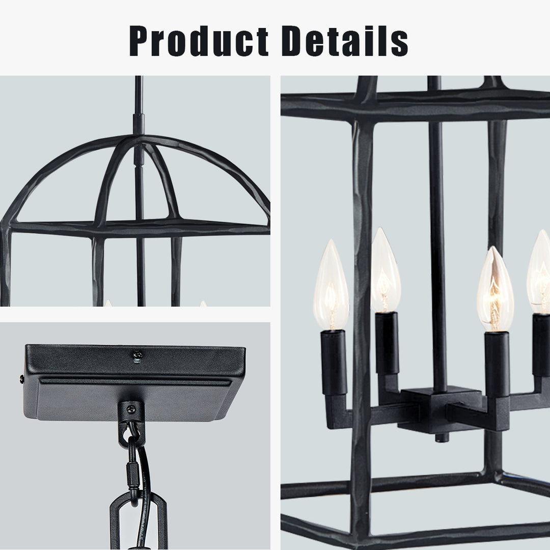 Modern Industrial Forged-Iron Pendant Light - Adjustable Height Hanging Light Fixtures, Suitable for Dining Room And Living Room