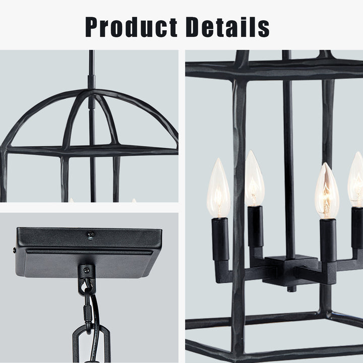 Modern Industrial Forged-Iron Pendant Light - Adjustable Height Hanging Light Fixtures, Suitable for Dining Room And Living Room