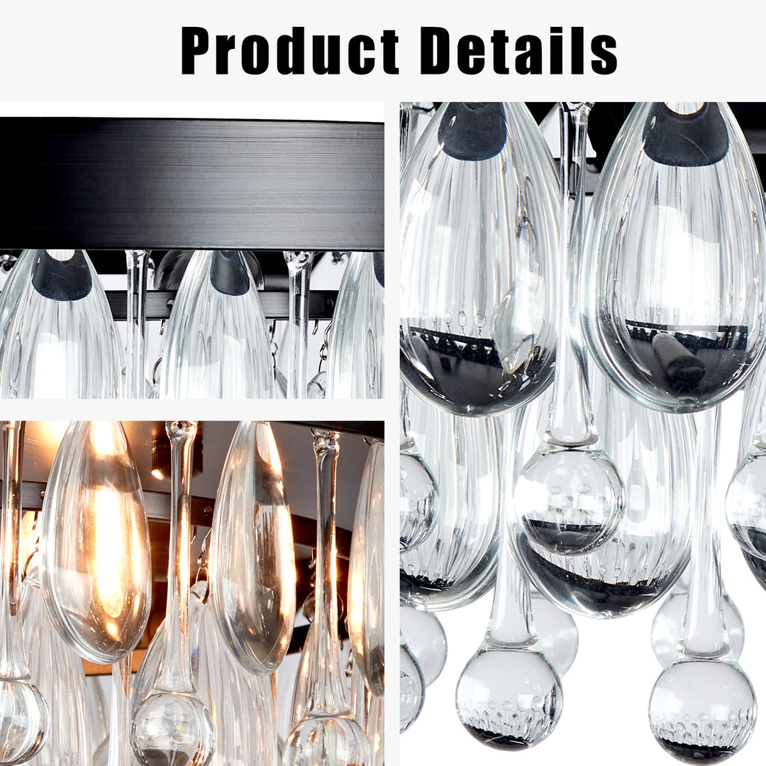 Crystal Glow Versa Flush Mount - Elegant Design with Crystal Droplets for Bedroom and Living Room Lighting