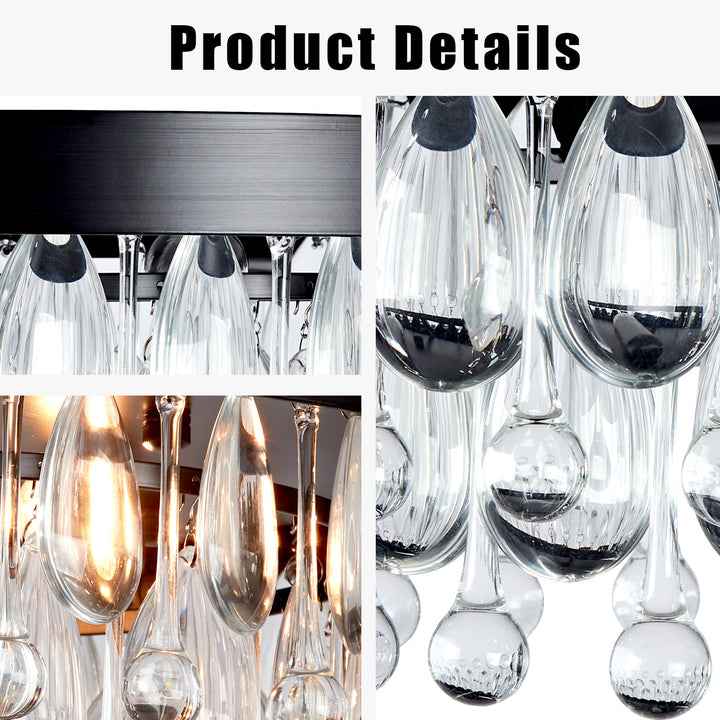 Crystal Glow Versa Flush Mount - Elegant Design with Crystal Droplets for Bedroom and Living Room Lighting