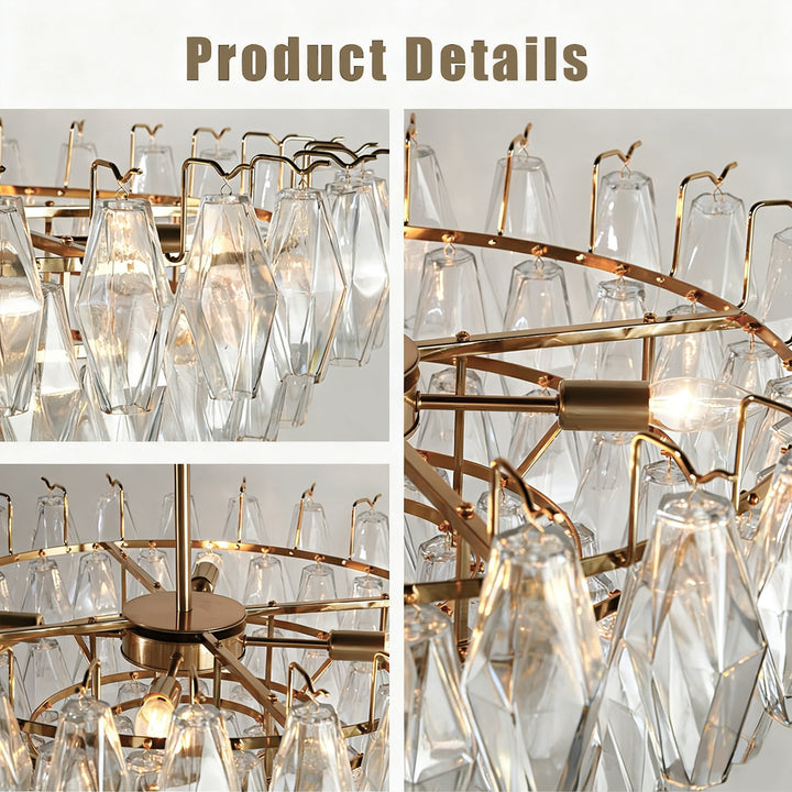 Crystal Elegance Chandelier with Fluted Accents ,Solid crystal design ,dining area light fixtures