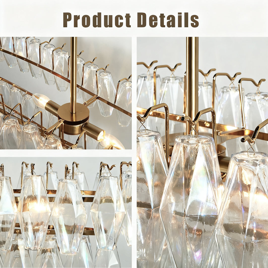 Timeless Elegance Fluted Crystal Chandelier with Luxe Metallic Finish,Fluted crystal effect ,dining room light fitting