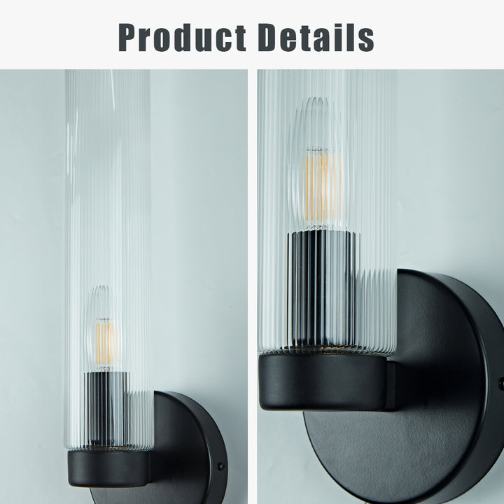 Radiant Fluted Glow Sconce - Elegant Bathroom Wall Lights with Fluted Glass Shade, Suitable for Your Makeup Lighting Mirror in the Bathroom