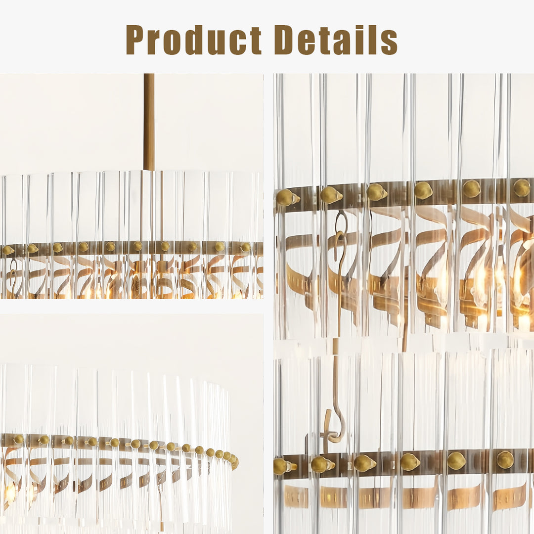 Mallory Crystal elegant retro brass round chandelier pure crystal created for living room, kitchen