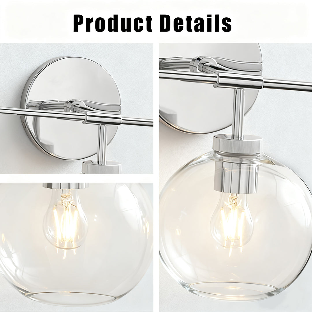 Blown Glass Steel Frame Triple Sconce Collection - Stylish Glass Sconce Options, Bathroom Sconces