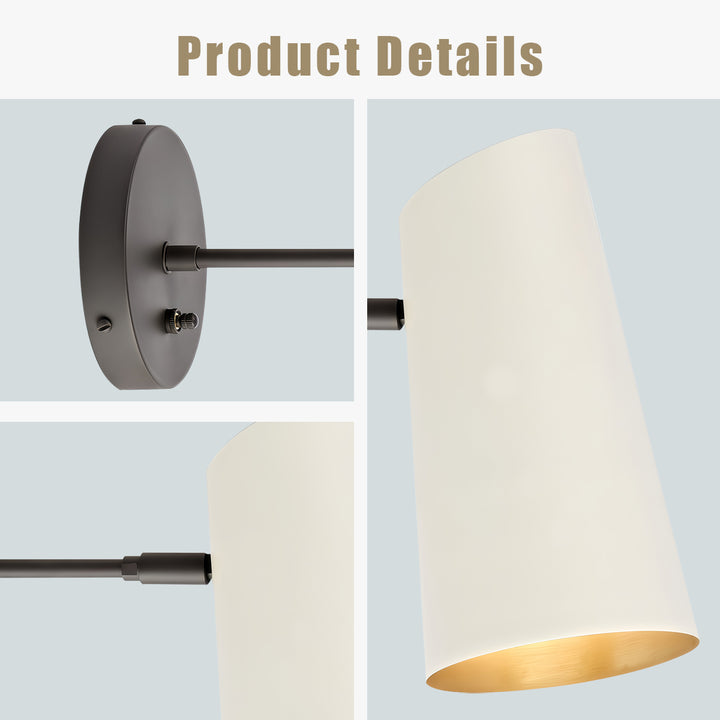 Metal Medium Streamline Glow Sconce - Articulating Brass Wall Lights for Living Room