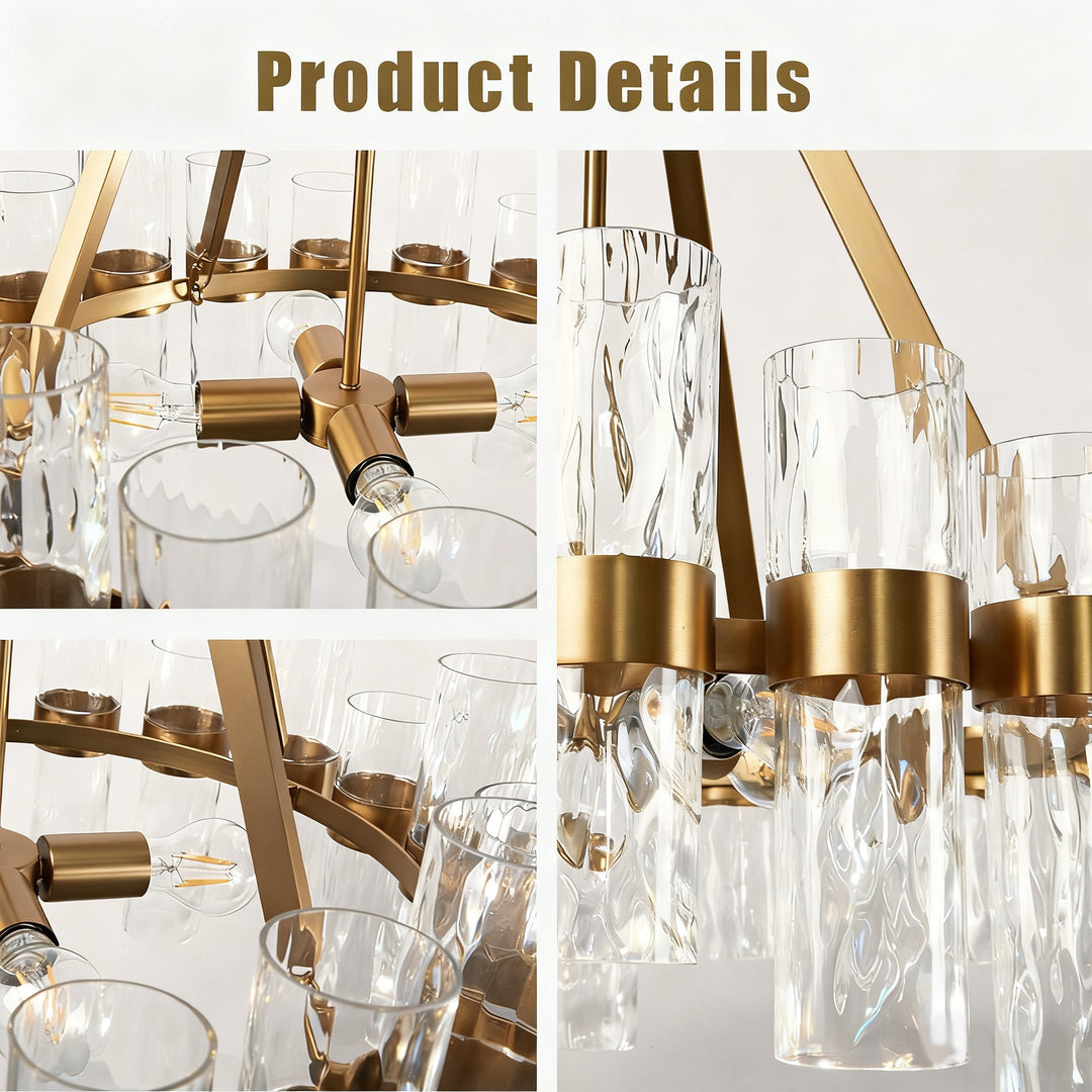 Penni Recycled Glass Chandelier - Elegant Art Deco Lighting Fixture - Perfect for Living Room Chandelier and Hanging Light Fixture