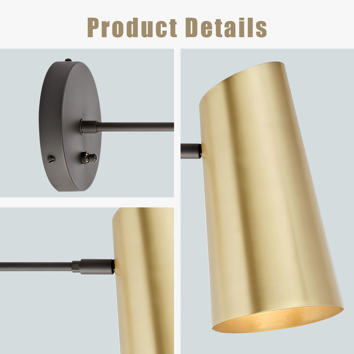 Metal Medium Streamline Glow Sconce - Articulating Brass Wall Lights for Living Room