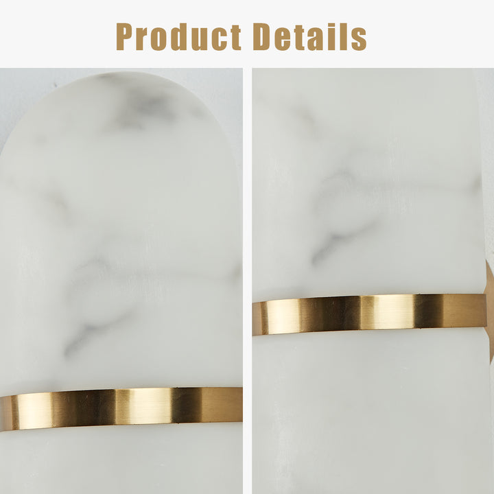 Alabaster Metal Damp Rated Hardwire Sconce - Alabaster and Metal Construction - Ideal for Wall Sconces, Bathroom Sconce, Kitchen Sconce, and Exterior Wall Lights