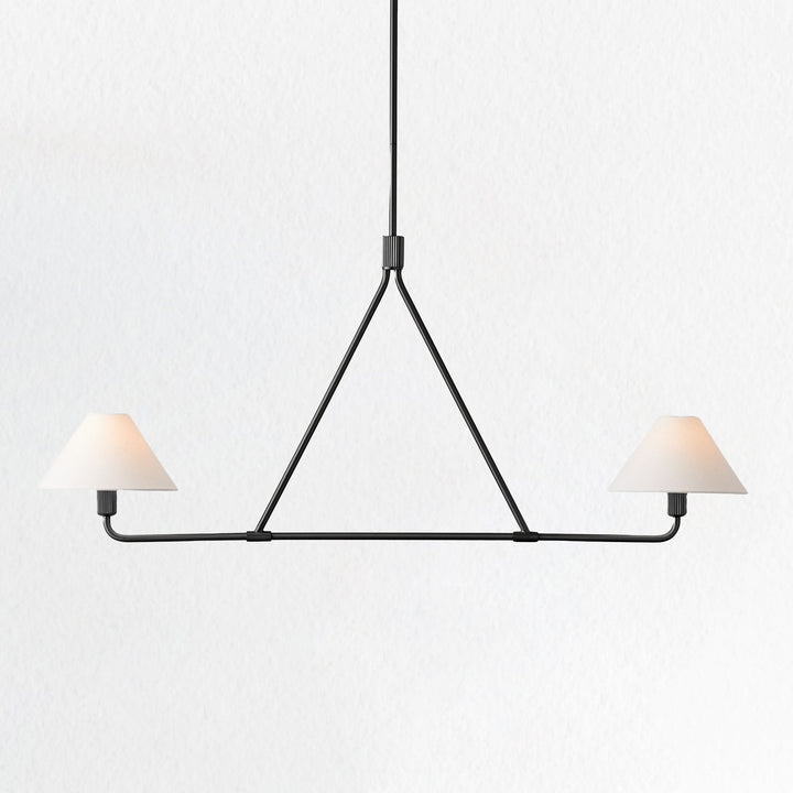 Minimalist Elegance Architectural 2-Light Tapered Pendant: Angular and Minimalist Design for Dining, Bedroom, and Living Room Illumination