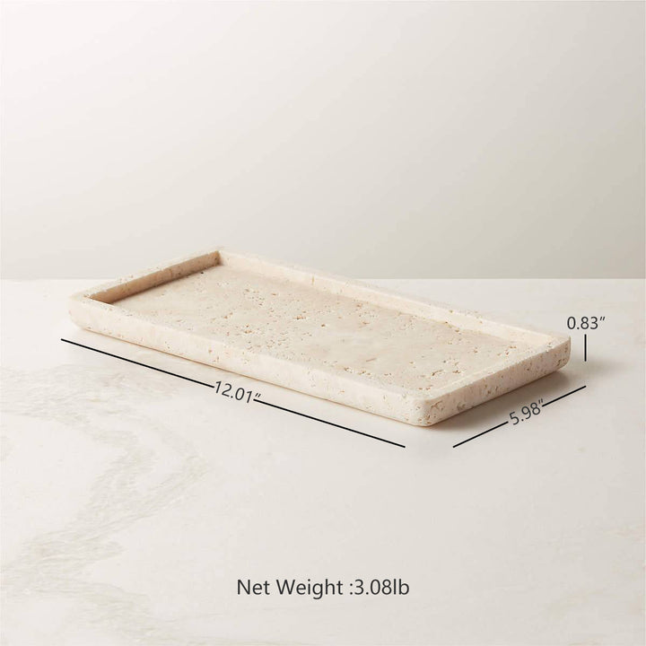 Nature's Touch Travertine Bath Accessories with Organic Edge and Unique Variations for Rustic Bathroom Decor