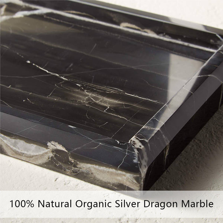 Silver Dragon Marble Luxe Bath Accessories with Soft Sheen for Elegant Bathroom