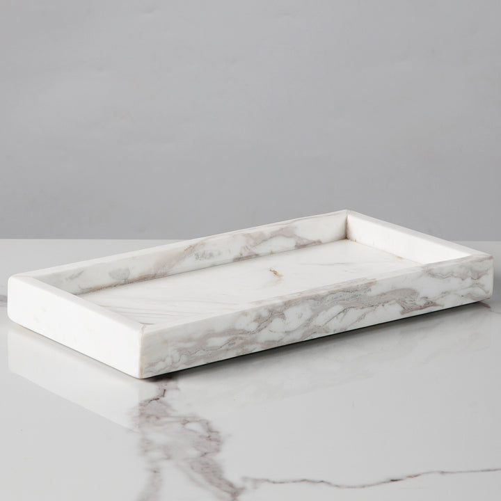 Polished Arabascato Marble Bath Accessories with Stainless Steel Pump - Elegant Decor for Marble Bathrooms, Featuring Unique Veining