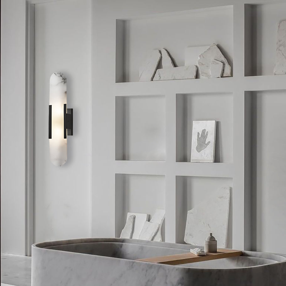 Alabaster Elegance Backplate Sconce - Elegant Alabaster Design with Stunning Finishes - Perfect for Bathroom Sconce