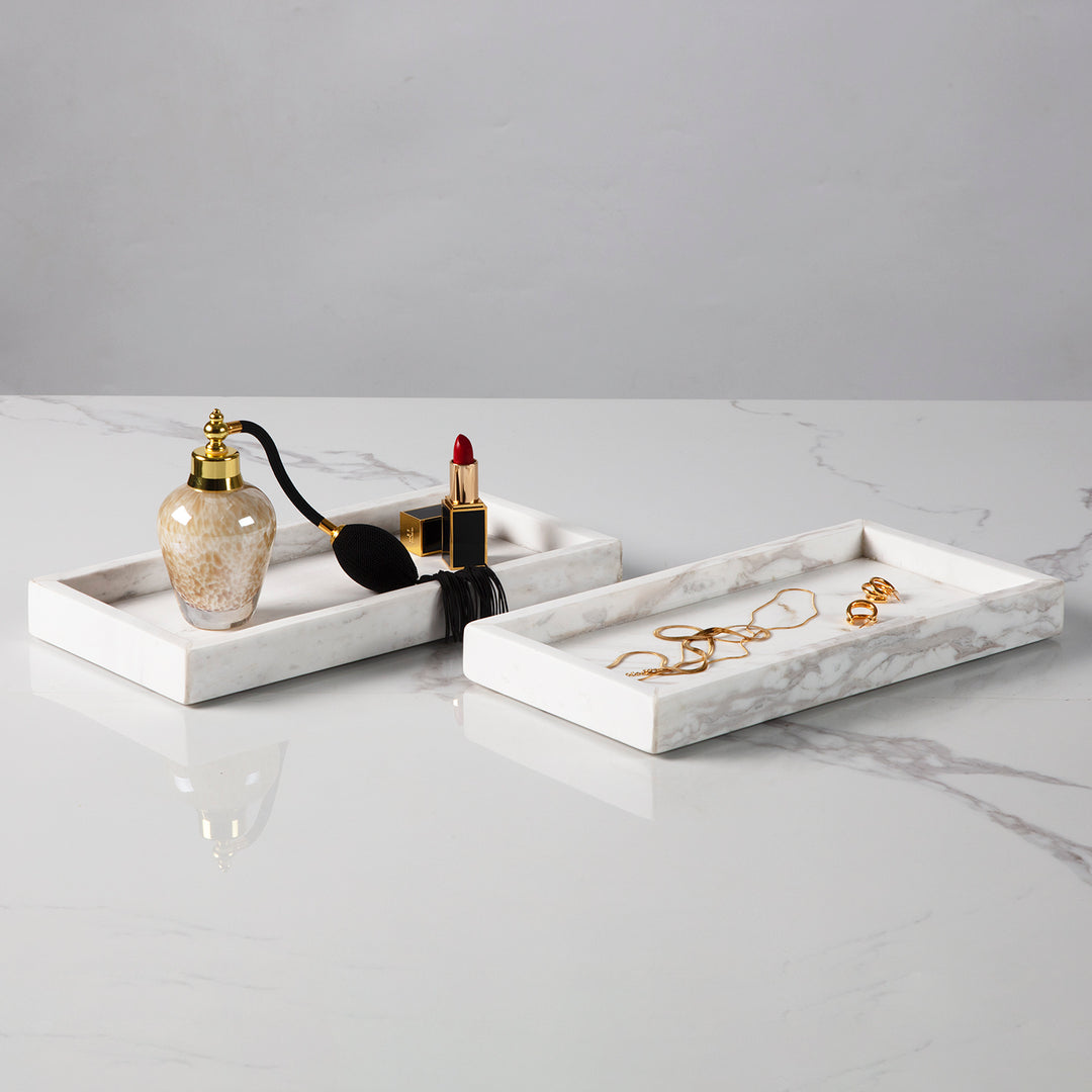 Polished Arabascato Marble Bath Accessories with Stainless Steel Pump - Elegant Decor for Marble Bathrooms, Featuring Unique Veining