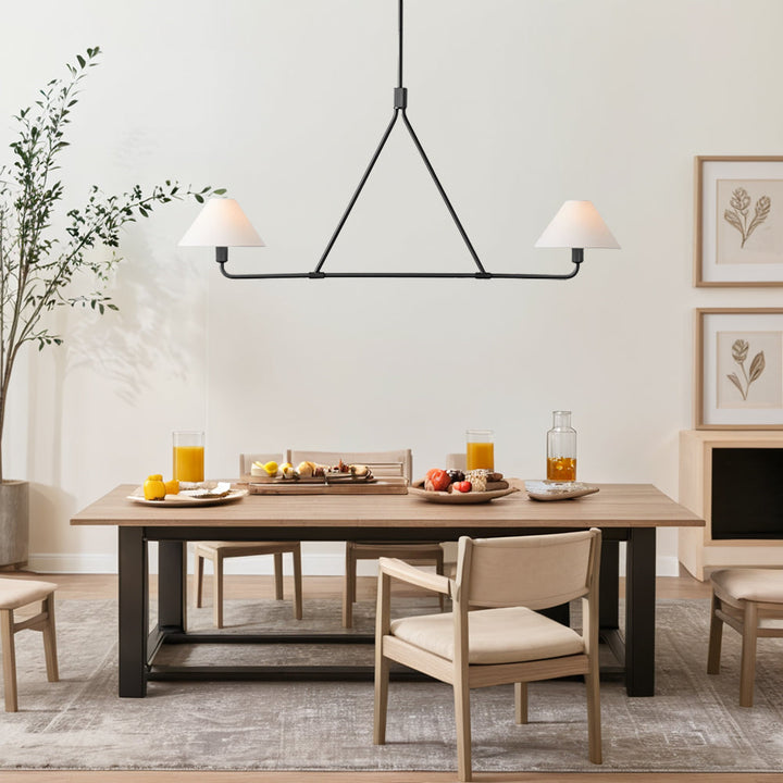 Minimalist Elegance Architectural 2-Light Tapered Pendant: Angular and Minimalist Design for Dining, Bedroom, and Living Room Illumination