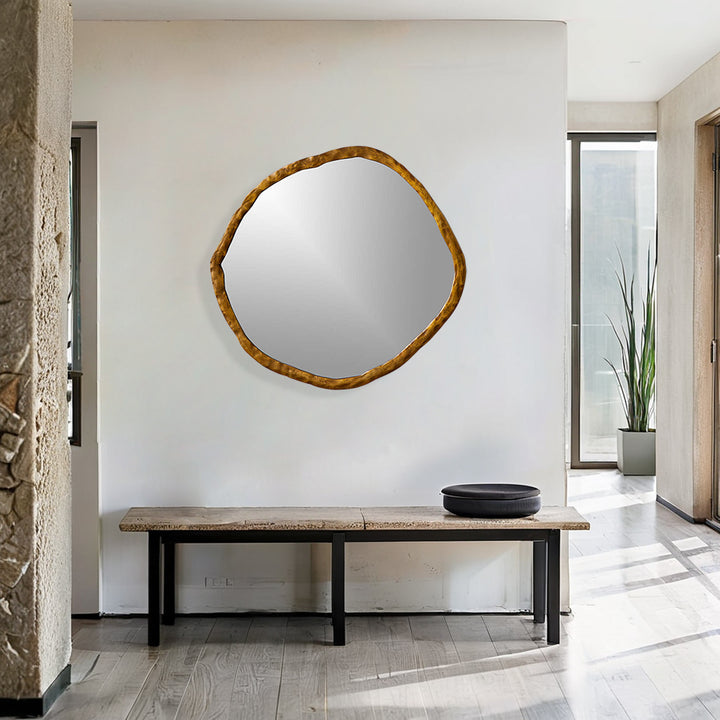 Artisan's Oversized Round Mirror with Rough-Hewn Black Aluminum Frame-Oversized round mirror