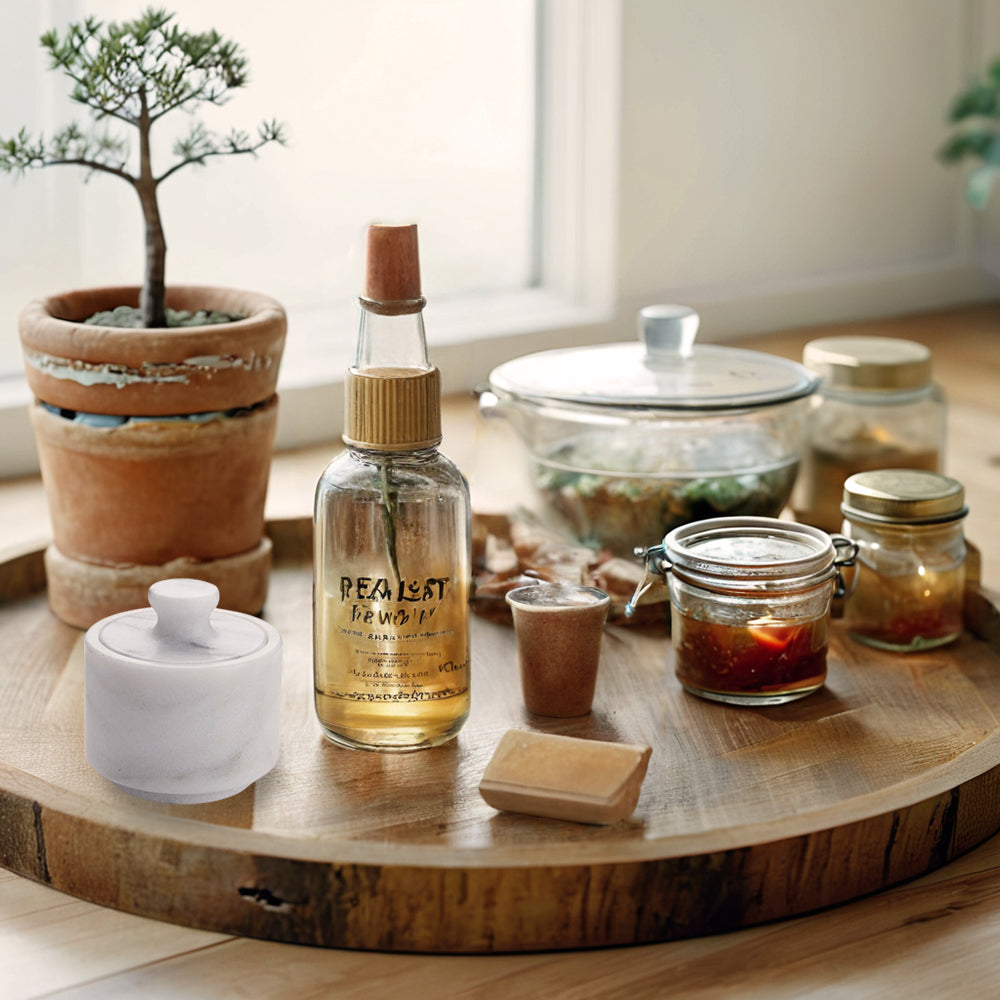 White Marble Salt Cellar with Lidded Design and Stainless Steel Shaker Plate