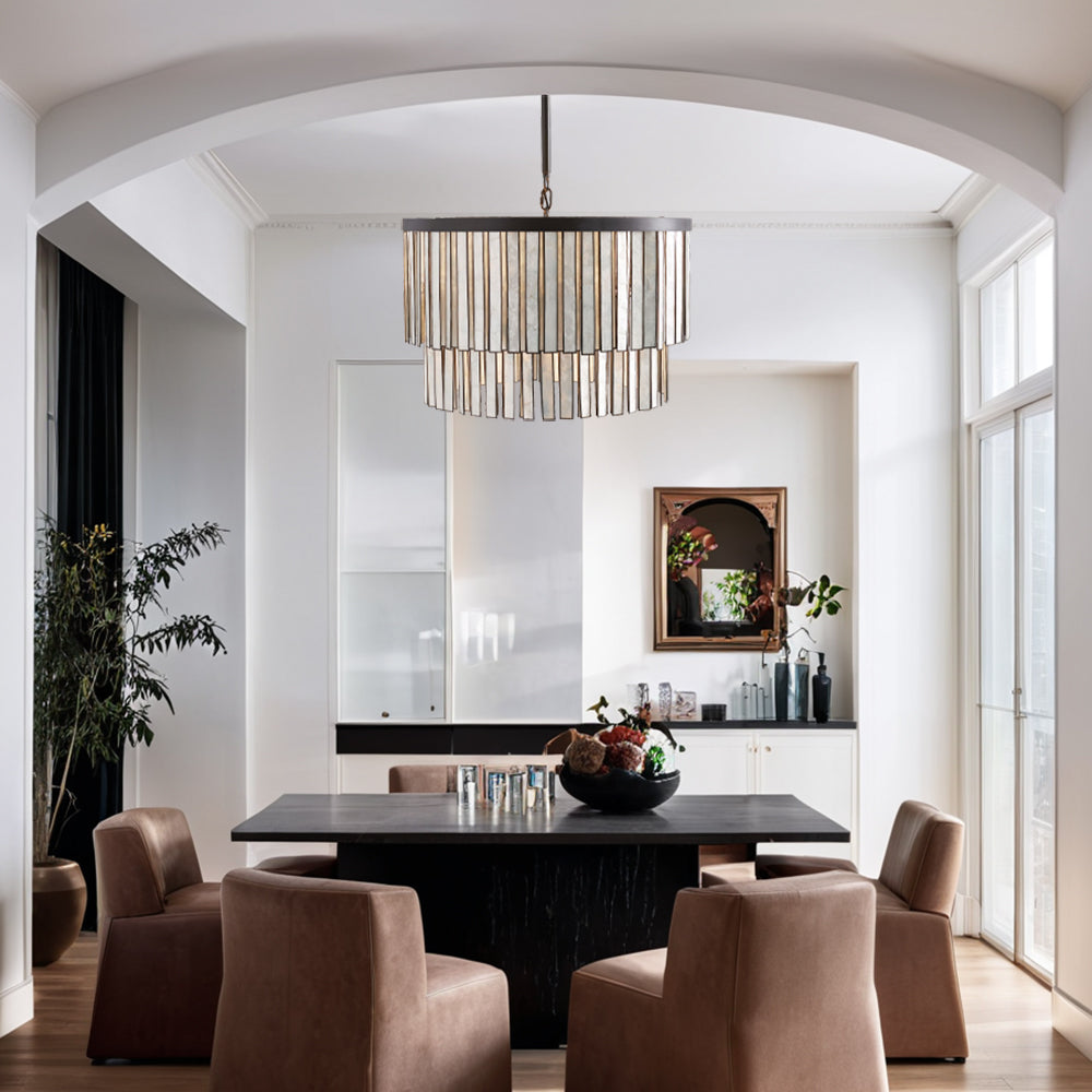 Coastal Astrid Capiz Round Chandelier perfect for a formal dining room, inspired bedroom or casual breakfast nook