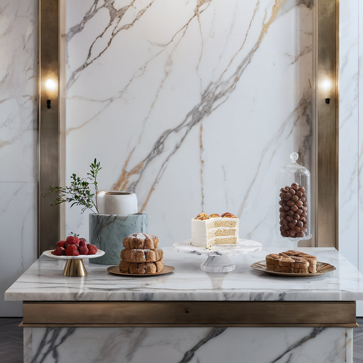 Unique Marble Cake Stand with Footed Base for Festive Presentation