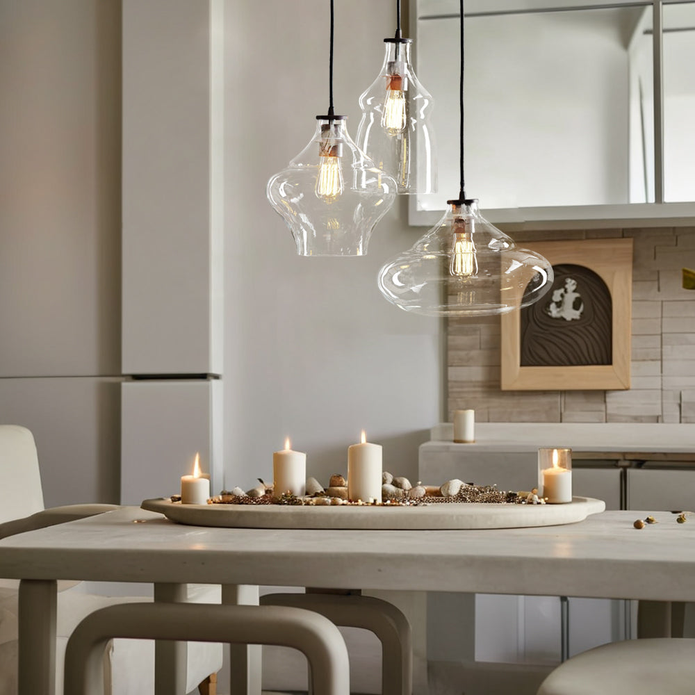 Affordable Luxury Triple Glass Pendant - Vintage Appeal with Statement Design, Perfect for Island Kitchen and Dining Room Lights