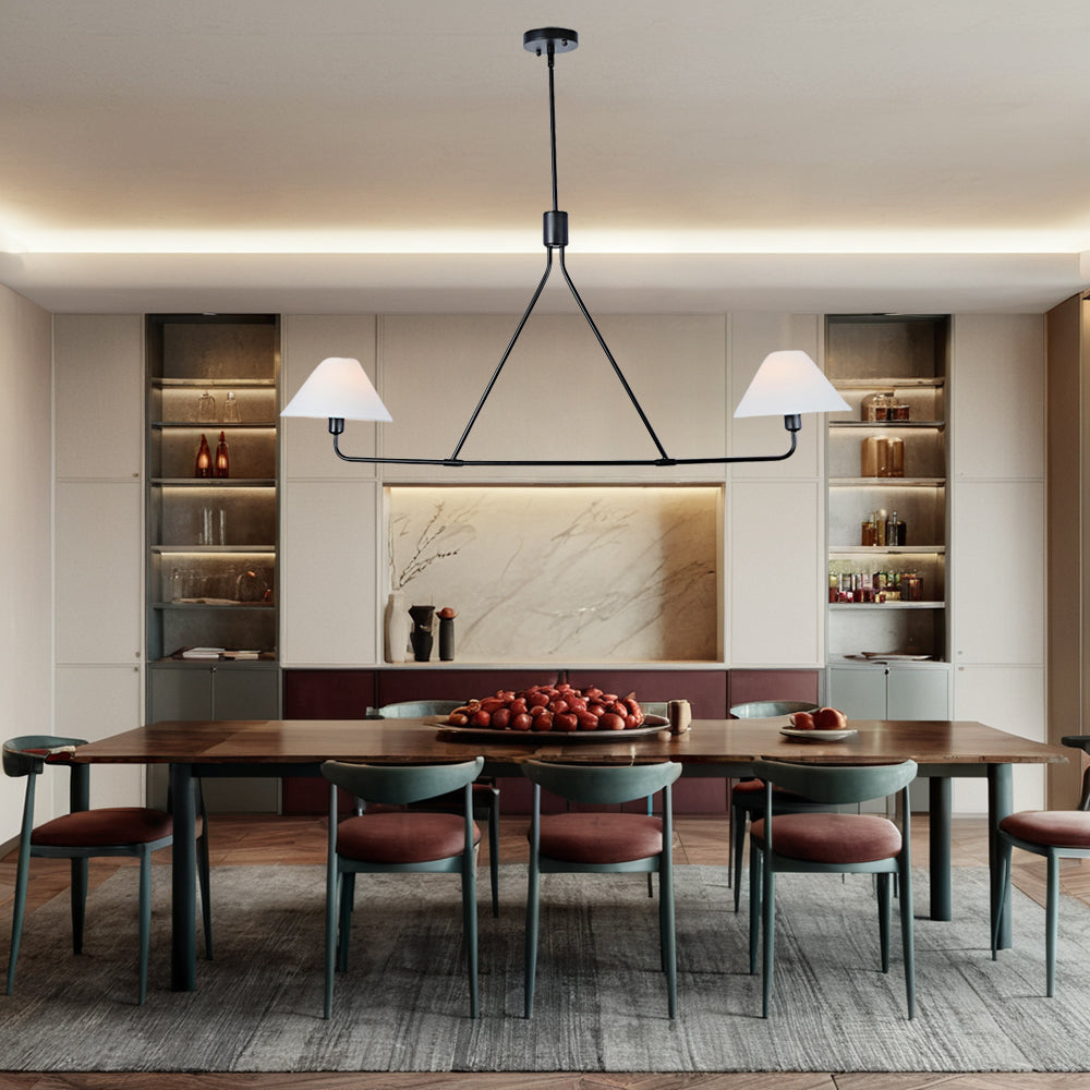 Minimalist Elegance Architectural 2-Light Tapered Pendant: Angular and Minimalist Design for Dining, Bedroom, and Living Room Illumination