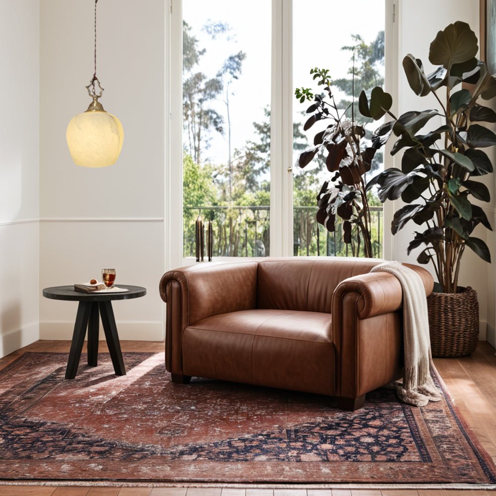 Elegant Spherical Pendant - Alabaster Shade Light with Copper Accent Lighting for a Modern Interior Fixture and Versatile Home Decor