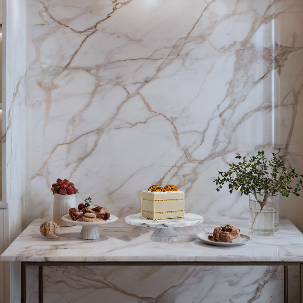 Unique Marble Cake Stand with Footed Base for Festive Presentation