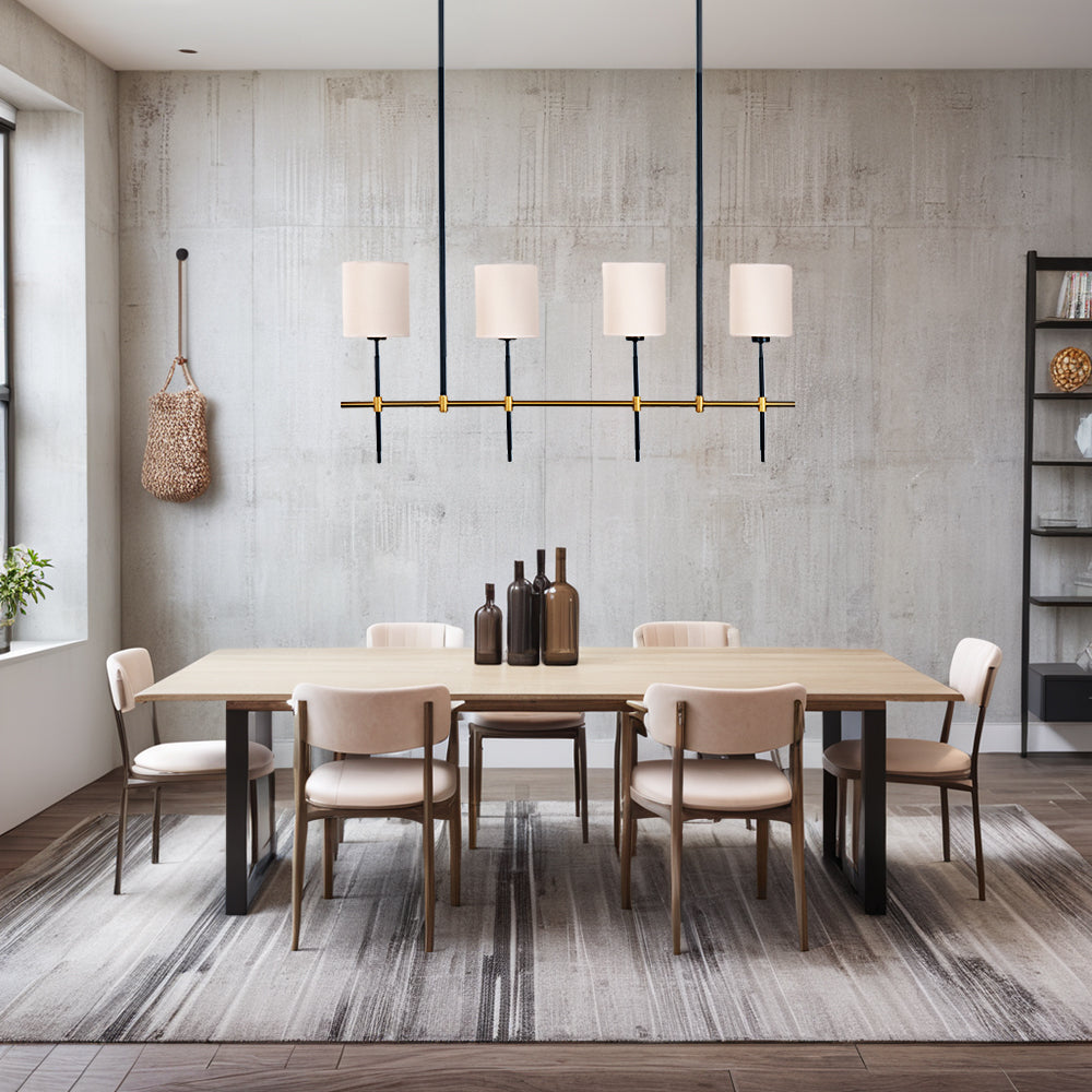 LuxeLinen Linear Metal Chandelier - High-End Design with Sophisticated Construction and Rich Finishes - Perfect Light Fixtures for Dining Room