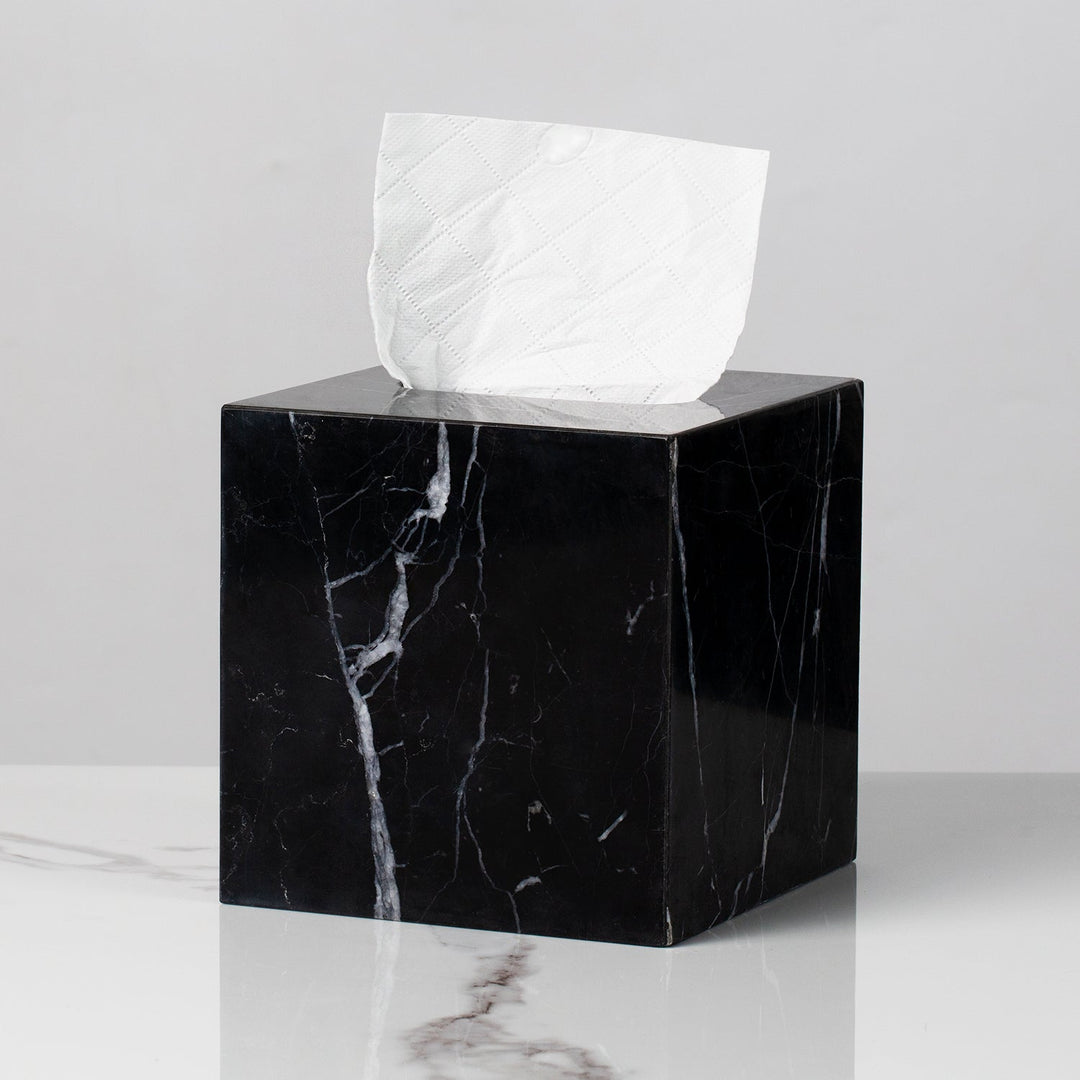 Handcrafted Black Marquina Marble Bath Accessories - Unique and Chic Bathroom Supplies for Elegant Decor