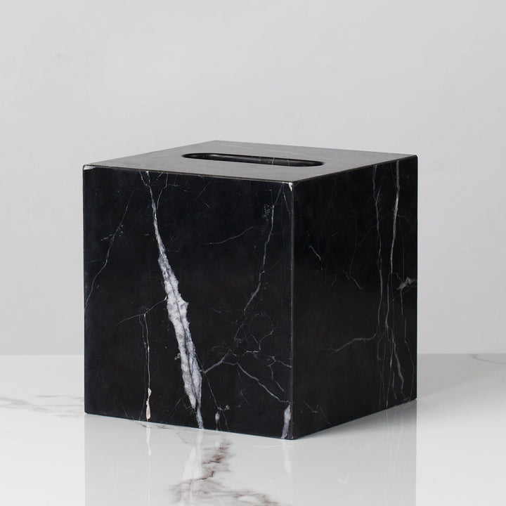 Handcrafted Black Marquina Marble Bath Accessories - Unique and Chic Bathroom Supplies for Elegant Decor