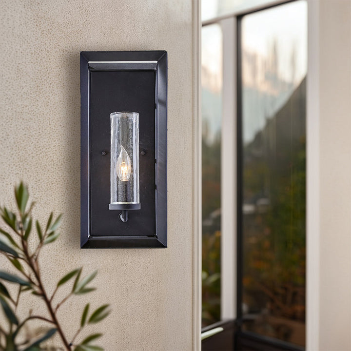 Gleaming Bronze Square Sconce - Bronze Finish with Clear Glass Shades and Dimmer Switch Compatibility - Elegant Outdoor Wall Lights for Your Exterior