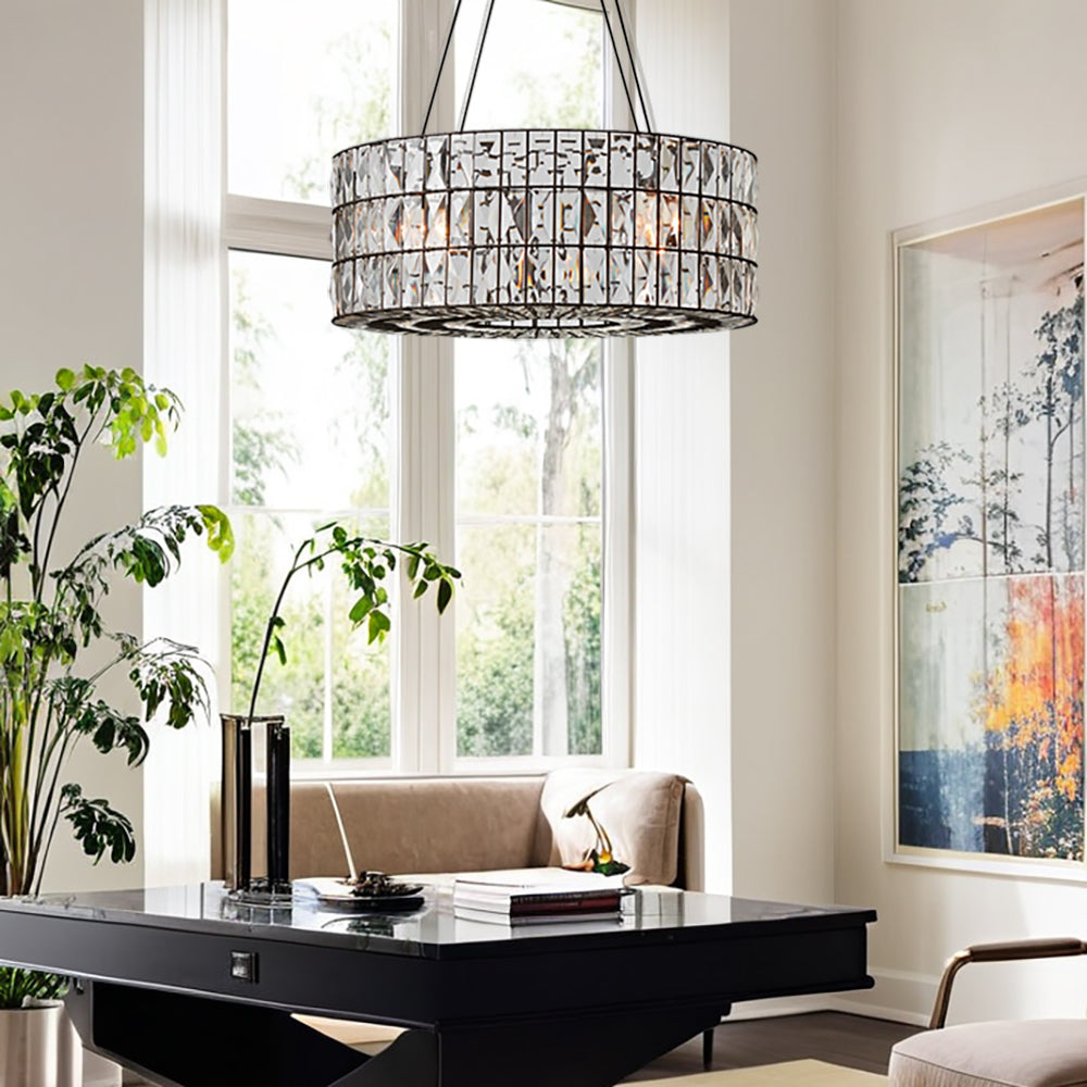 Glimmering Heights Adjustable Crystal Chandelier - Elegant Lighting Fixture for Dining Room, Living Room, and Bedroom