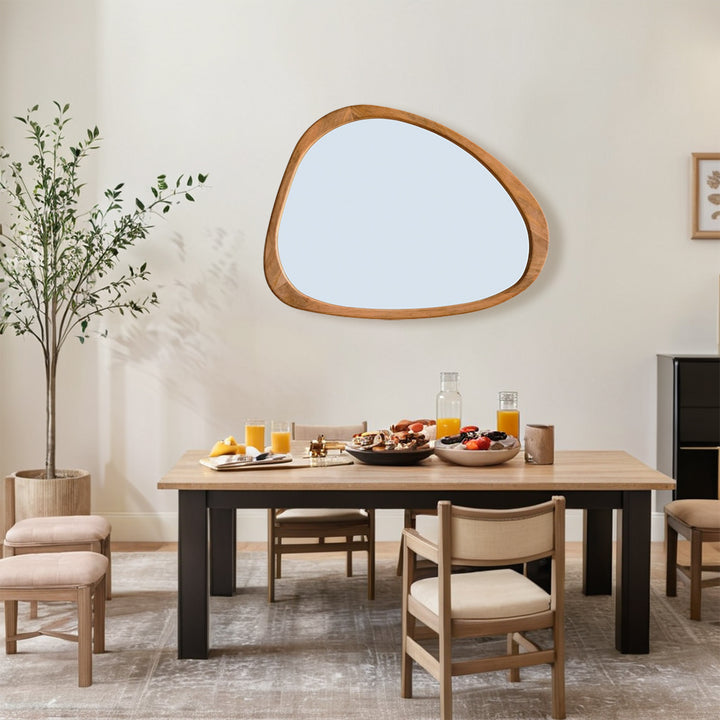 Reflections of Nature: Acacia Wood Framed Mirror - Handcrafted Polished Acacia Wood Frame - Perfect for Asymmetrical Mirror, Large Asymmetrical Mirror, and Asymmetrical Bathroom Mirror