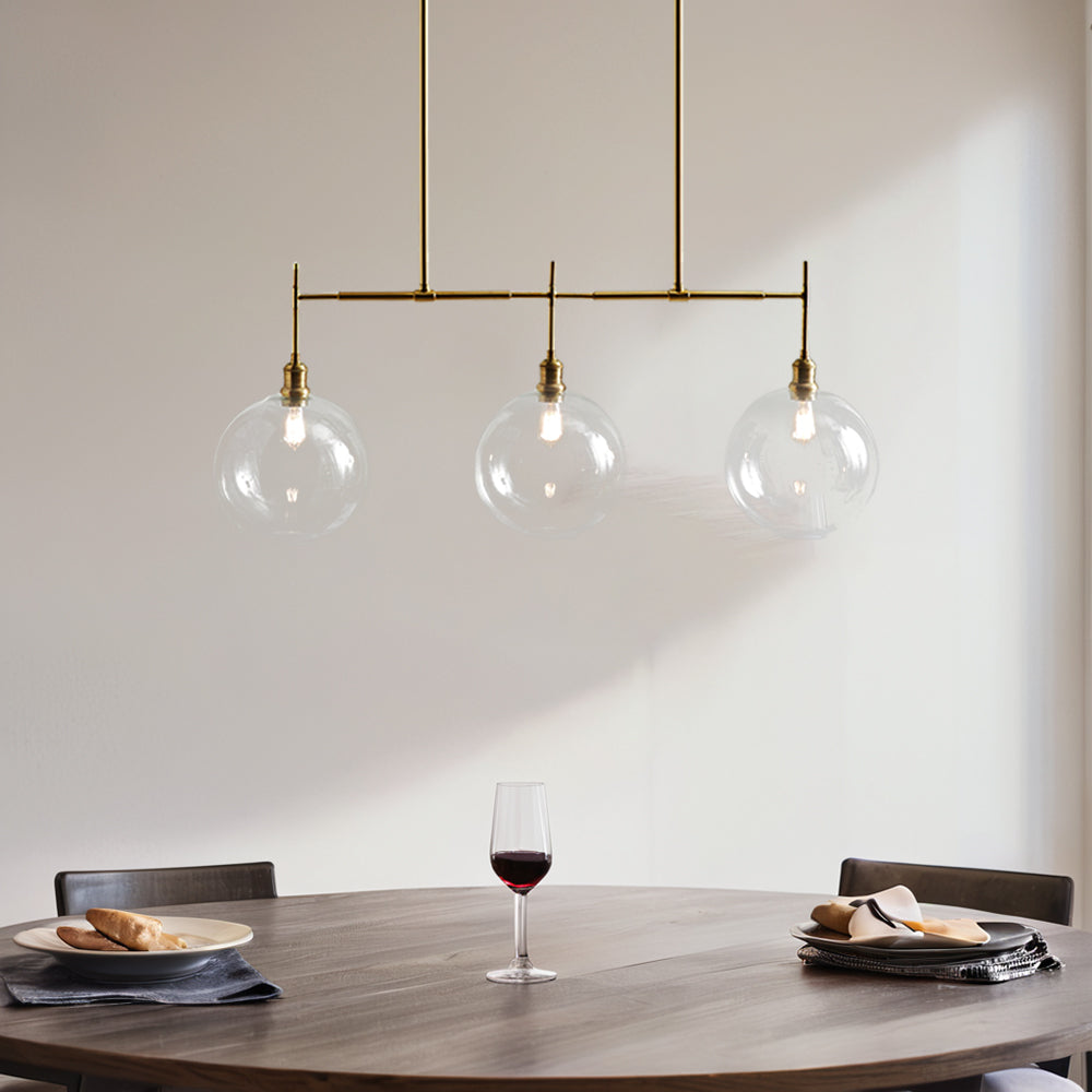 Modern Glam Linear Globe Chandelier - Stylish Two-Toned Light Fixture for Dining Room