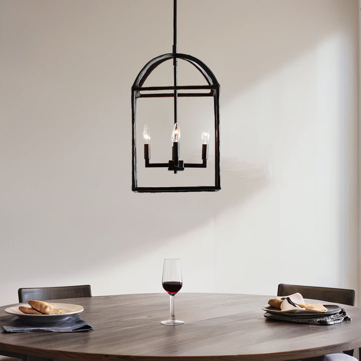 Modern Industrial Forged-Iron Pendant Light - Adjustable Height Hanging Light Fixtures, Suitable for Dining Room And Living Room