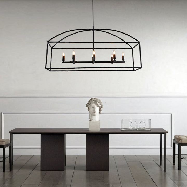 ForgeCurve Dining Chandelier - Modern Hand-Forged Chandelier with Organic Curves Suitable for Dining Room And Living Room