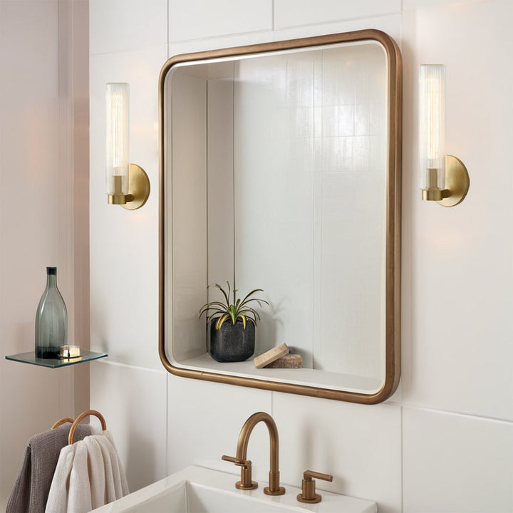 Radiant Fluted Glow Sconce - Elegant Bathroom Wall Lights with Fluted Glass Shade, Suitable for Your Makeup Lighting Mirror in the Bathroom