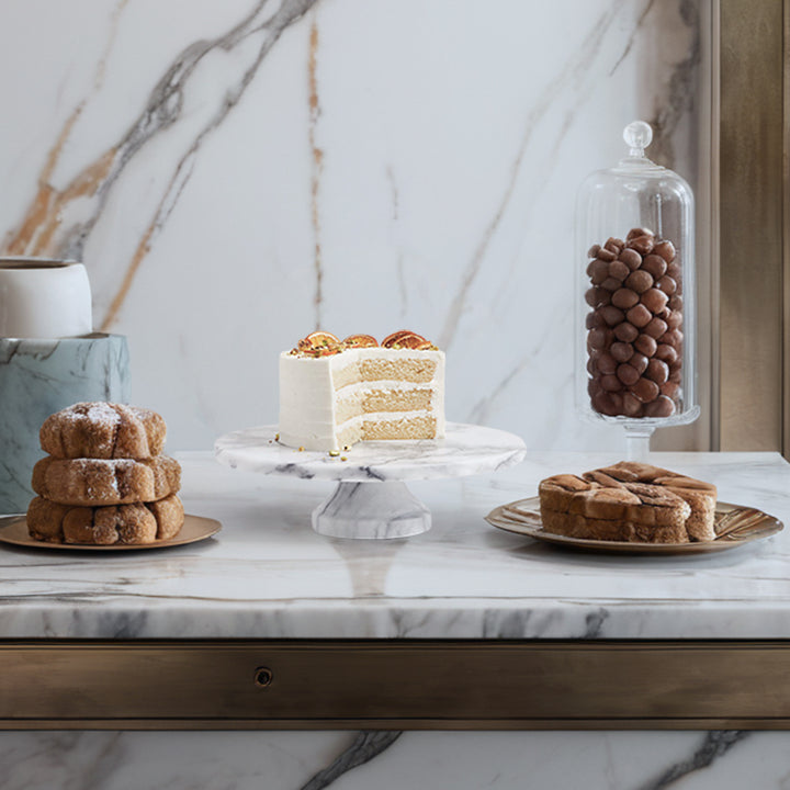 Unique Marble Cake Stand with Footed Base for Festive Presentation