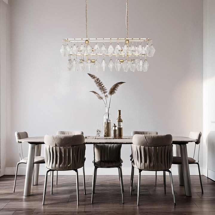 Elegant Cascade Hand-Finished Crystal Dining Room Chandelier - Exquisite Adjustable Light Fixture, Suitable for Living Room and Dining Room