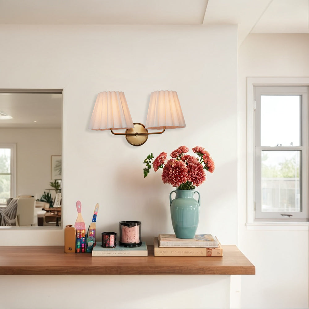 Modern Brass Double Sconce for Transitional Decor - Hardwired Lighting for Bedrooms, Living Rooms, and Hallways