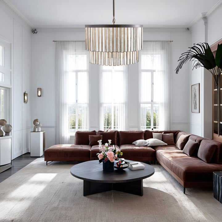 Coastal Astrid Capiz Round Chandelier perfect for a formal dining room, inspired bedroom or casual breakfast nook