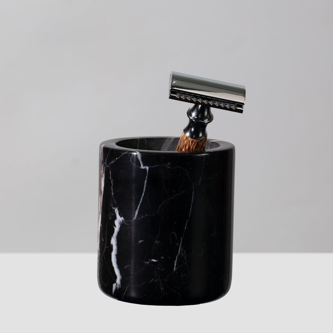 Handcrafted Black Marquina Marble Bath Accessories - Unique and Chic Bathroom Supplies for Elegant Decor